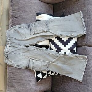 Women's grey wide leg cargo jeans